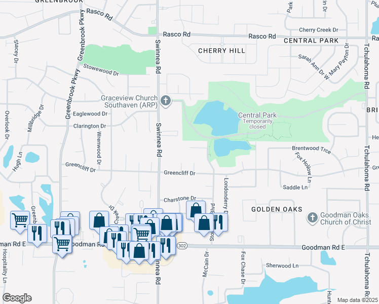 map of restaurants, bars, coffee shops, grocery stores, and more near 1143 Sir Doyle Cove in Southaven