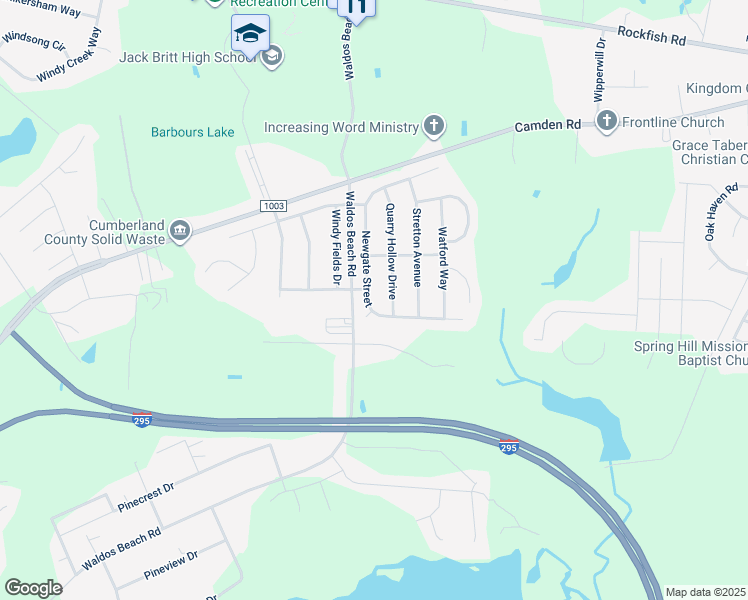 map of restaurants, bars, coffee shops, grocery stores, and more near 4009 Newgate Street in Fayetteville