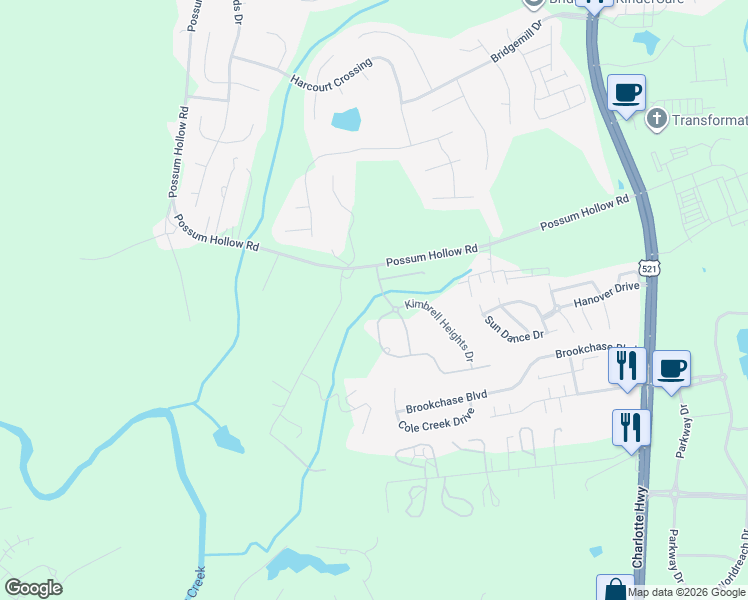 map of restaurants, bars, coffee shops, grocery stores, and more near 5224 Winding Grove Way in Indian Land