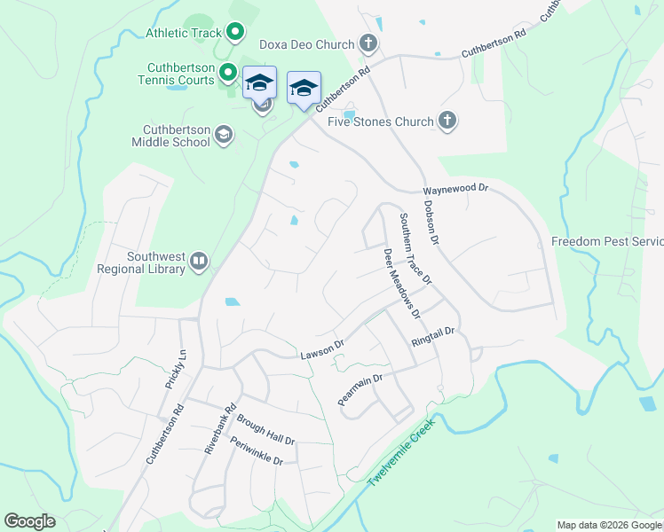 map of restaurants, bars, coffee shops, grocery stores, and more near 1149 Snowbird Lane in Waxhaw