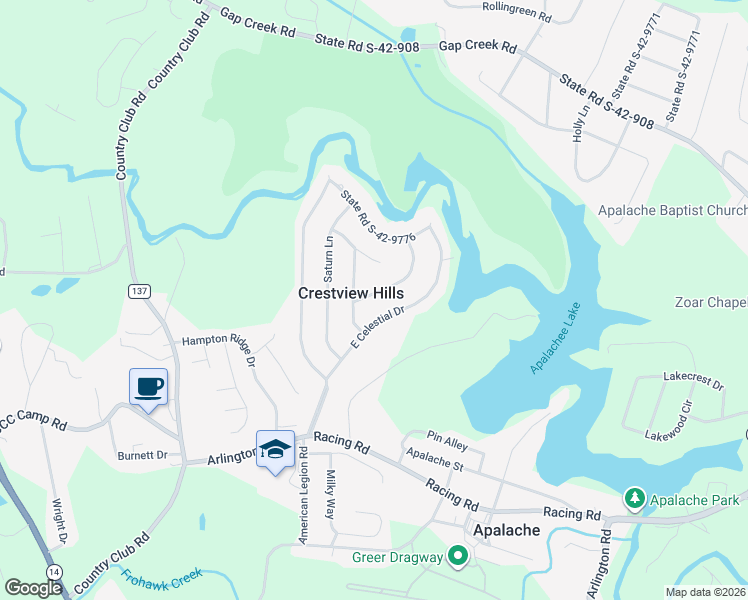 map of restaurants, bars, coffee shops, grocery stores, and more near 104 Apollo Avenue in Greer