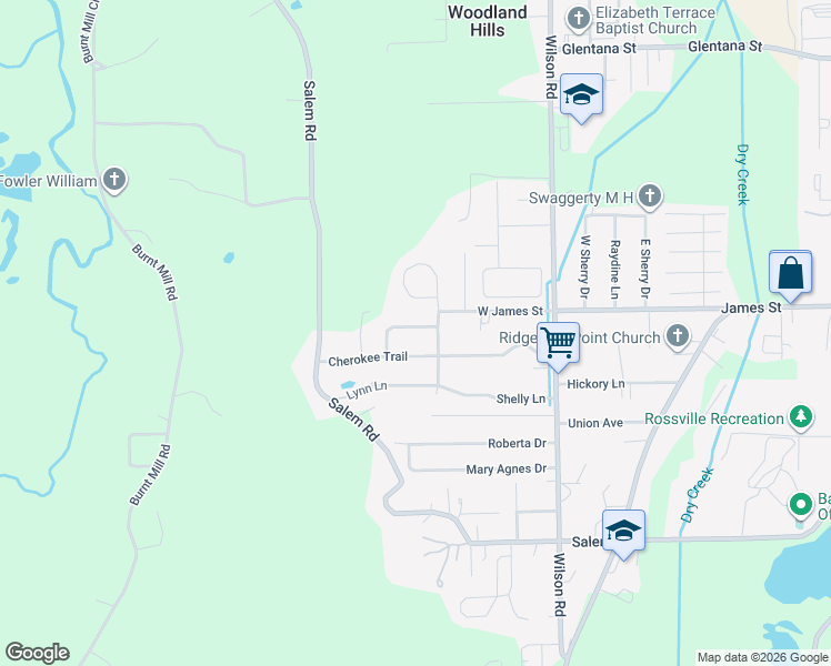 map of restaurants, bars, coffee shops, grocery stores, and more near 805 Forrest Drive in Rossville
