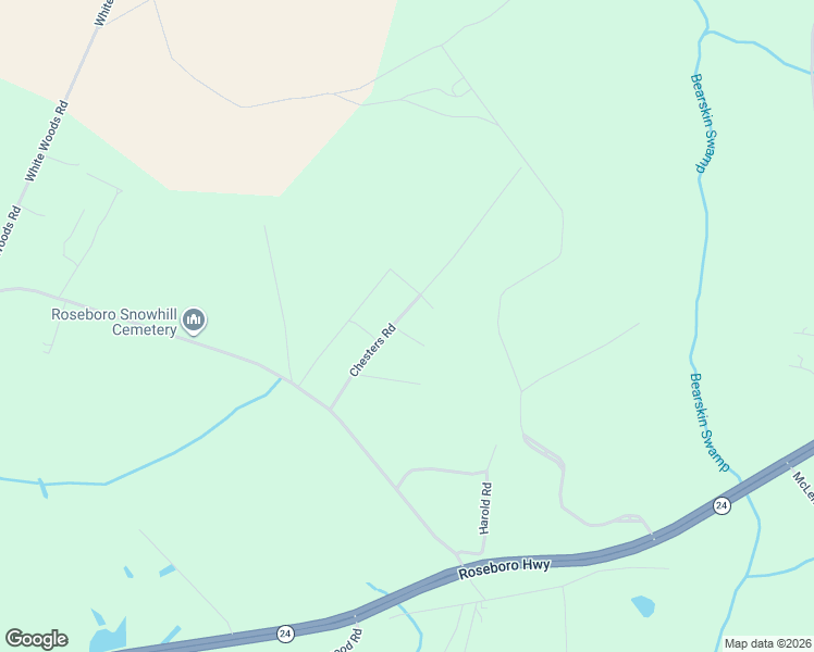 map of restaurants, bars, coffee shops, grocery stores, and more near 216-226 Chesters Road in Roseboro