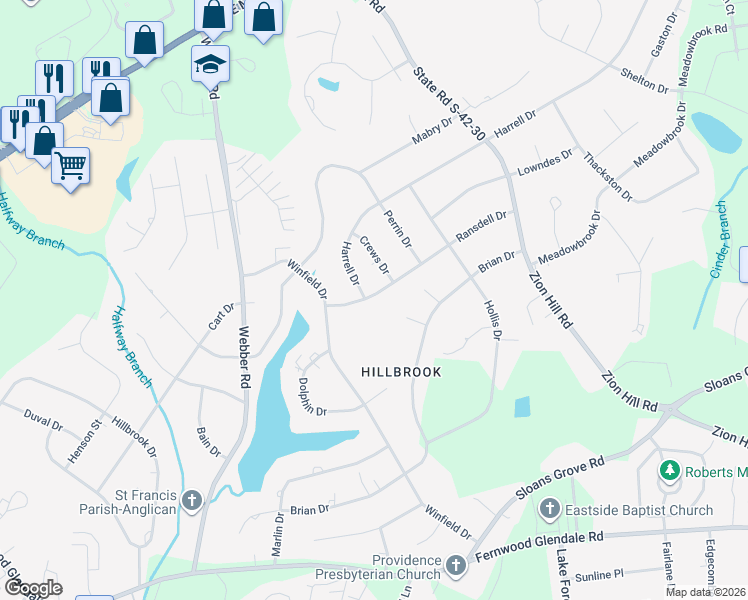 map of restaurants, bars, coffee shops, grocery stores, and more near 420 Ransdell Drive in Spartanburg
