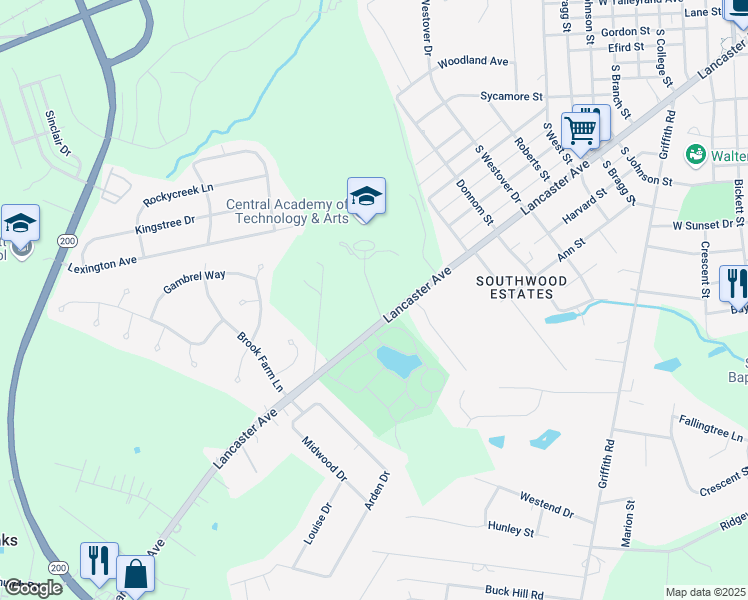 map of restaurants, bars, coffee shops, grocery stores, and more near 722 Brewer Drive in Monroe