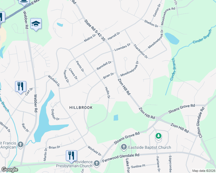 map of restaurants, bars, coffee shops, grocery stores, and more near 253 Hollis Drive in Spartanburg