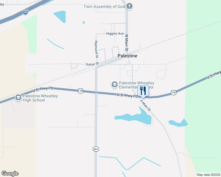 map of restaurants, bars, coffee shops, grocery stores, and more near 7900 U.S. 70 in Palestine