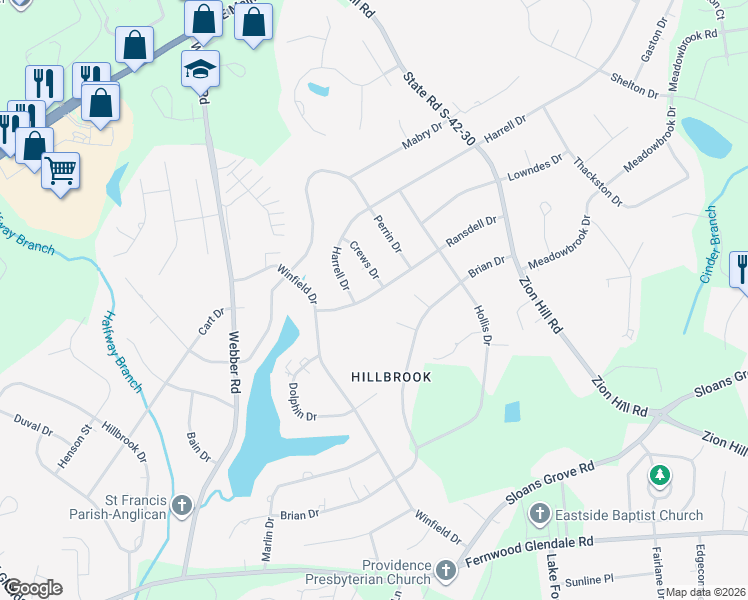 map of restaurants, bars, coffee shops, grocery stores, and more near 420 Ransdell Drive in Spartanburg