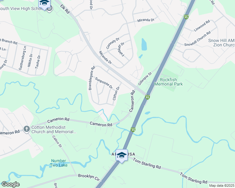 map of restaurants, bars, coffee shops, grocery stores, and more near 4405 Clifton Drive in Hope Mills