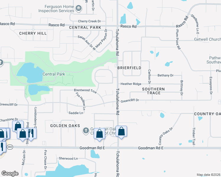 map of restaurants, bars, coffee shops, grocery stores, and more near 7411 Paddock Cove in Southaven