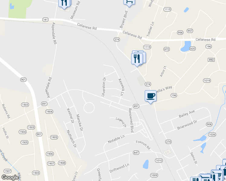 map of restaurants, bars, coffee shops, grocery stores, and more near 303 Chelveston Dr in Rock Hill