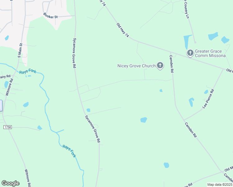 map of restaurants, bars, coffee shops, grocery stores, and more near 635 Sycamore Grove Road in Wingate