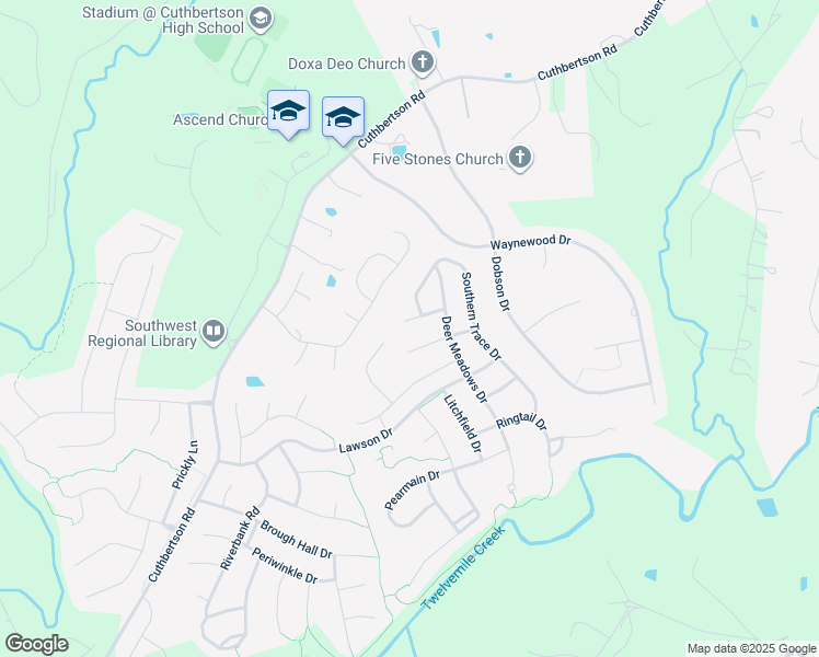 map of restaurants, bars, coffee shops, grocery stores, and more near 1213 Blackmoor Road in Waxhaw