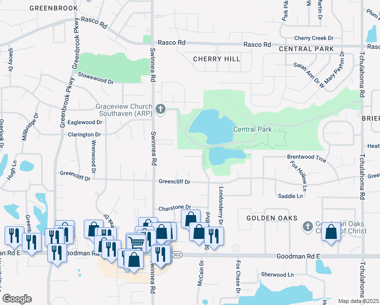map of restaurants, bars, coffee shops, grocery stores, and more near 1208 Sir Doyle Cove in Southaven