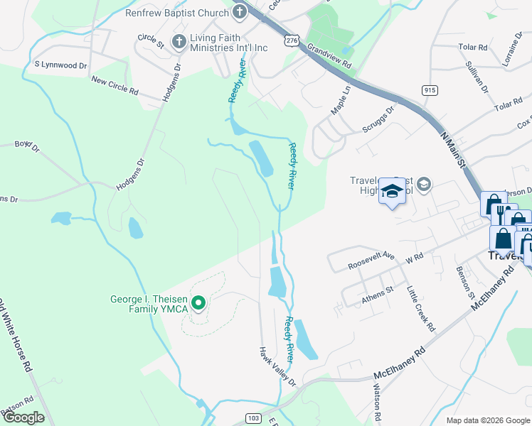 map of restaurants, bars, coffee shops, grocery stores, and more near in Travelers Rest