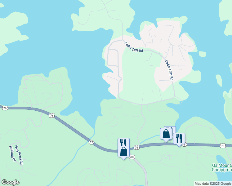 map of restaurants, bars, coffee shops, grocery stores, and more near 1491 Chatuge Shores in Hiawassee