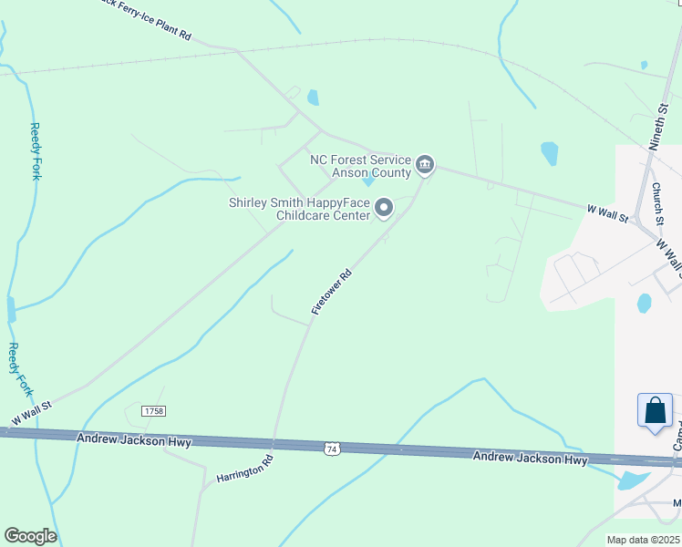 map of restaurants, bars, coffee shops, grocery stores, and more near 489 Firetower Road in Wadesboro
