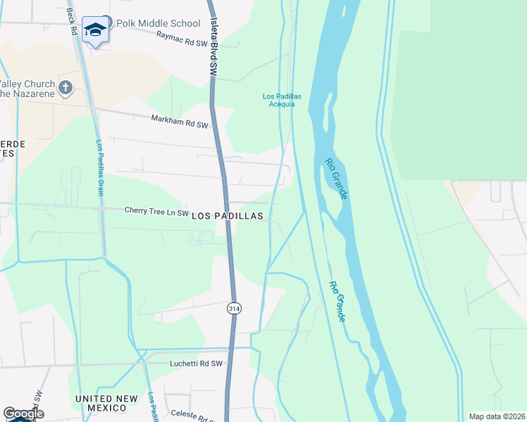 map of restaurants, bars, coffee shops, grocery stores, and more near 2000 Turrietta Lane Southwest in Albuquerque