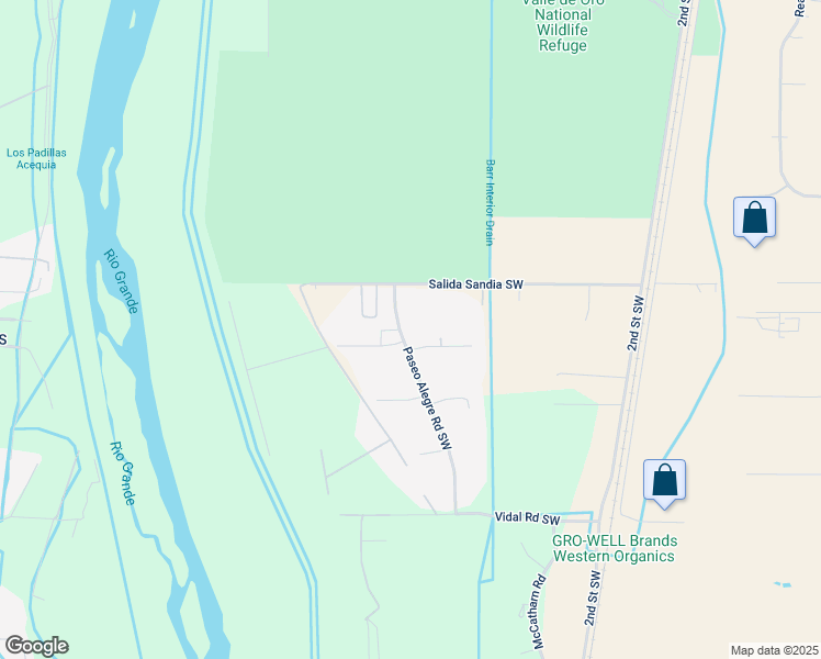 map of restaurants, bars, coffee shops, grocery stores, and more near 801 Paseo Del Rio Place Southwest in Albuquerque