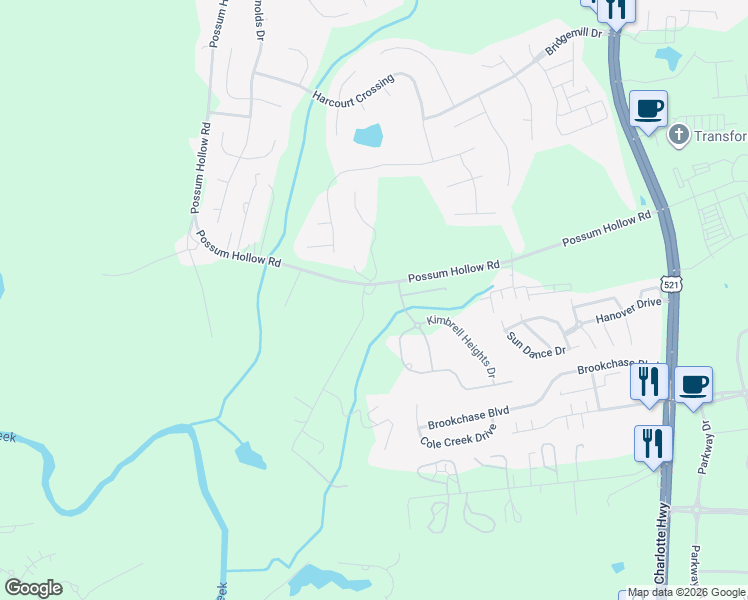 map of restaurants, bars, coffee shops, grocery stores, and more near 8715 Whippoorwill Drive in Indian Land