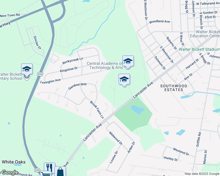 map of restaurants, bars, coffee shops, grocery stores, and more near 2008 Lancaster Avenue in Monroe