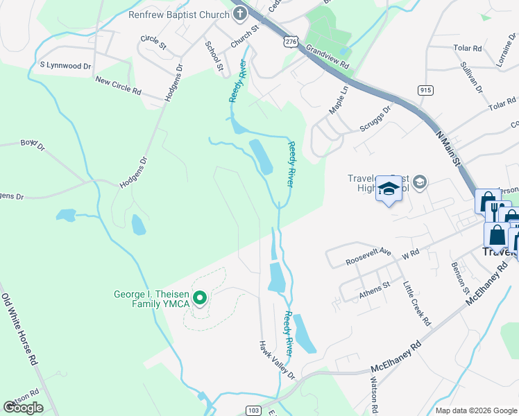 map of restaurants, bars, coffee shops, grocery stores, and more near in Travelers Rest