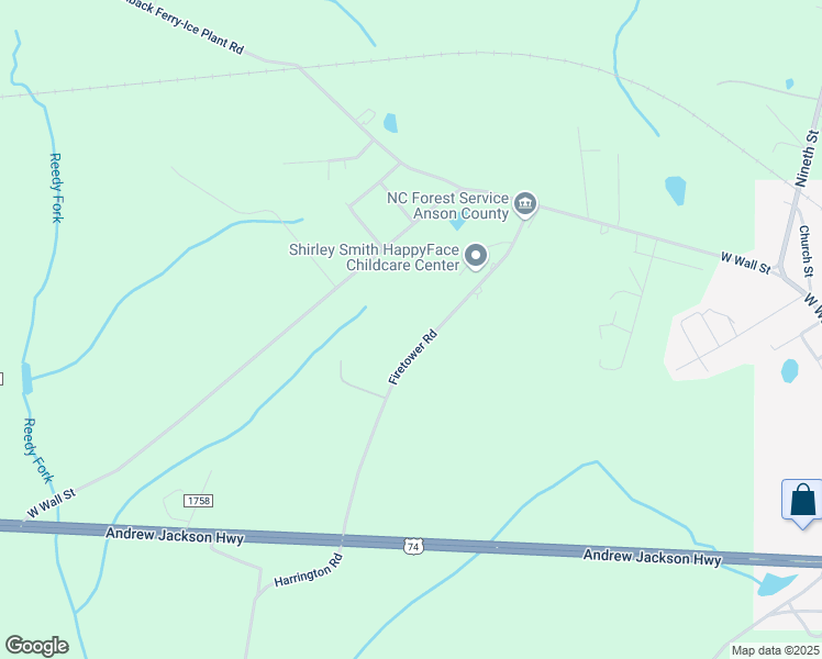 map of restaurants, bars, coffee shops, grocery stores, and more near 489 Firetower Road in Wadesboro