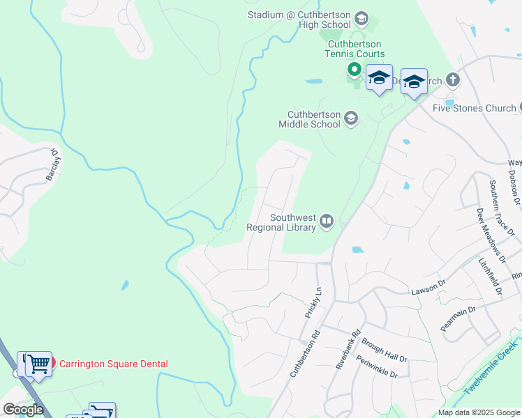map of restaurants, bars, coffee shops, grocery stores, and more near Surveyor General Drive in Waxhaw