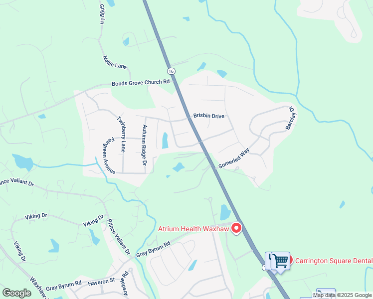 map of restaurants, bars, coffee shops, grocery stores, and more near 2532 Coltsgate Road in Waxhaw