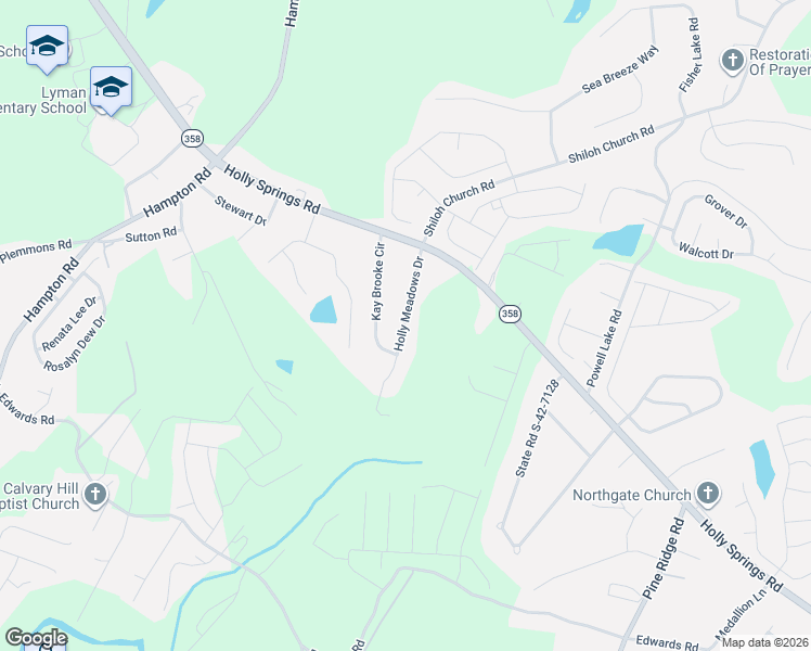 map of restaurants, bars, coffee shops, grocery stores, and more near 363 Kay Brooke Circle in Lyman