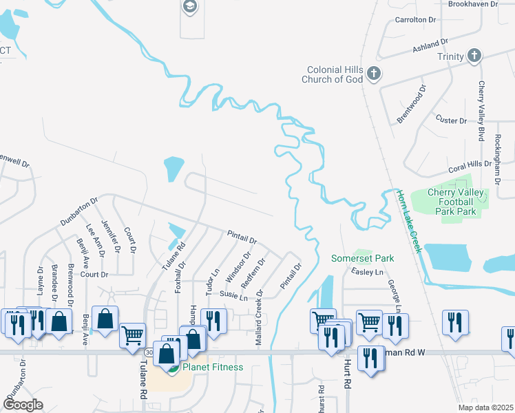 map of restaurants, bars, coffee shops, grocery stores, and more near 2933 Churchwell Drive in Horn Lake