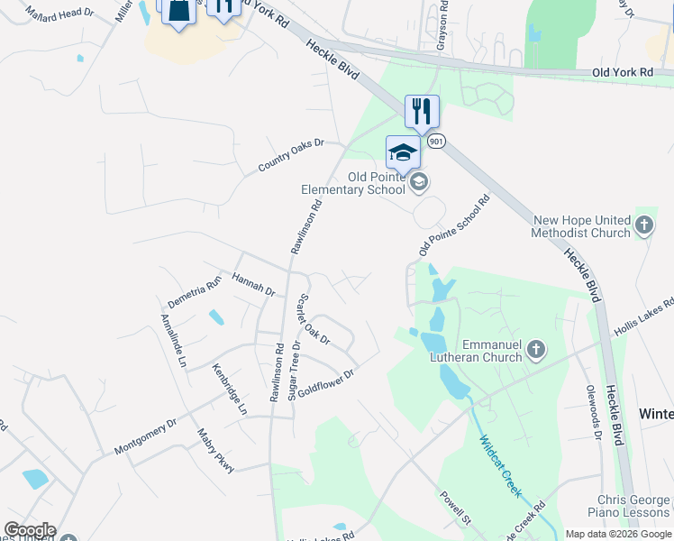 map of restaurants, bars, coffee shops, grocery stores, and more near 605 Dutch Elm Place in Rock Hill