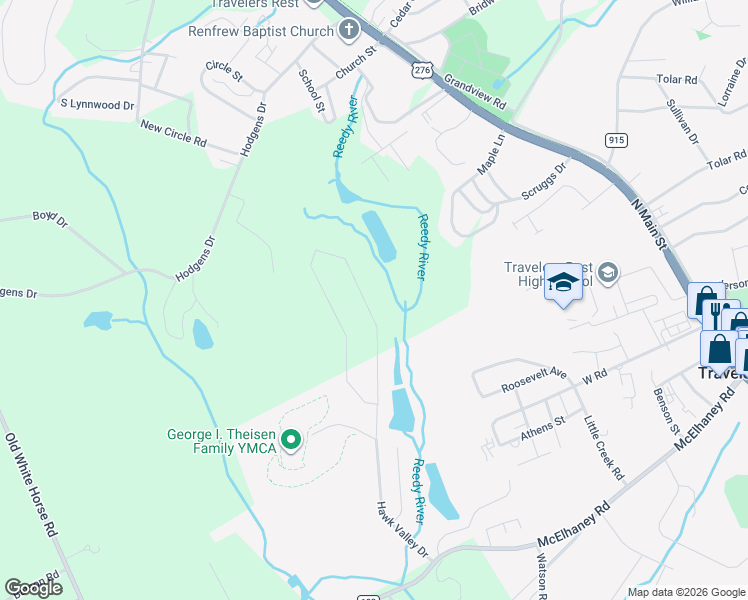 map of restaurants, bars, coffee shops, grocery stores, and more near in Travelers Rest