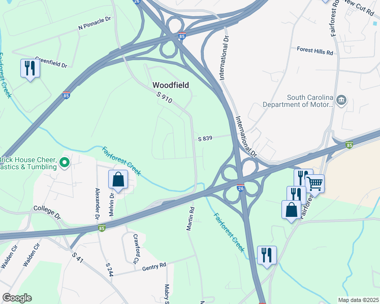 map of restaurants, bars, coffee shops, grocery stores, and more near 900-1498 State Road S-42-796 in Spartanburg