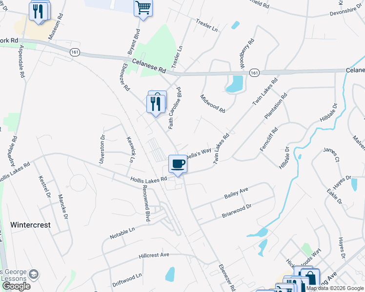 map of restaurants, bars, coffee shops, grocery stores, and more near 2274 Ebenezer Road in Rock Hill