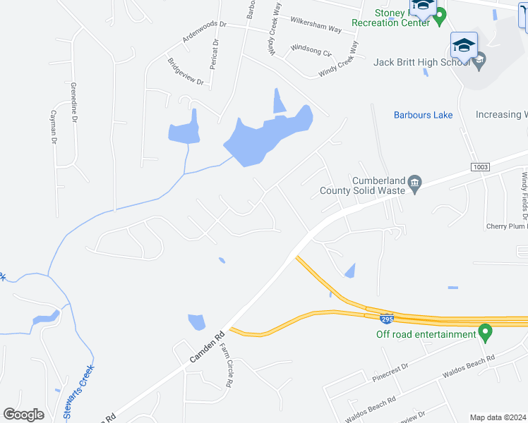map of restaurants, bars, coffee shops, grocery stores, and more near 2819 Whitehouse Lane in Fayetteville
