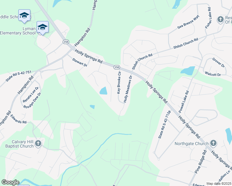map of restaurants, bars, coffee shops, grocery stores, and more near 336 Kay Brooke Circle in Lyman