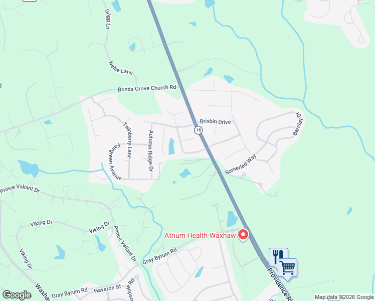 map of restaurants, bars, coffee shops, grocery stores, and more near 8321 White Horse Drive in Waxhaw