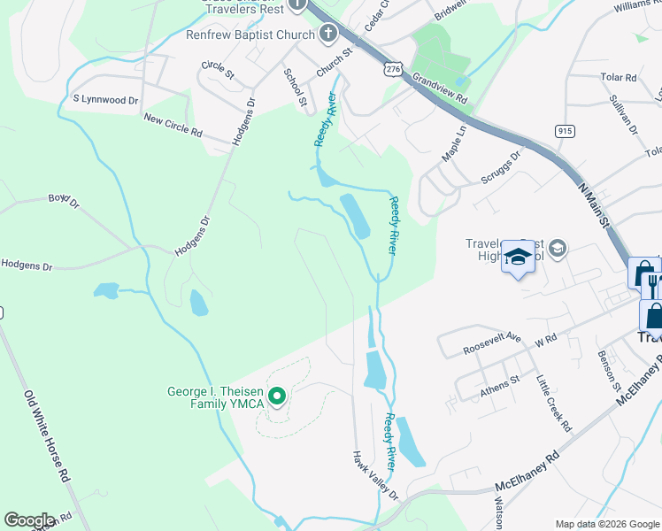 map of restaurants, bars, coffee shops, grocery stores, and more near in Travelers Rest