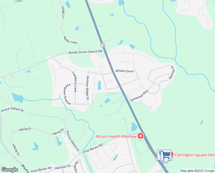 map of restaurants, bars, coffee shops, grocery stores, and more near 2509 Coltsgate Road in Waxhaw
