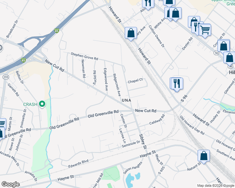 map of restaurants, bars, coffee shops, grocery stores, and more near 1146 Ridgecrest Avenue in Spartanburg