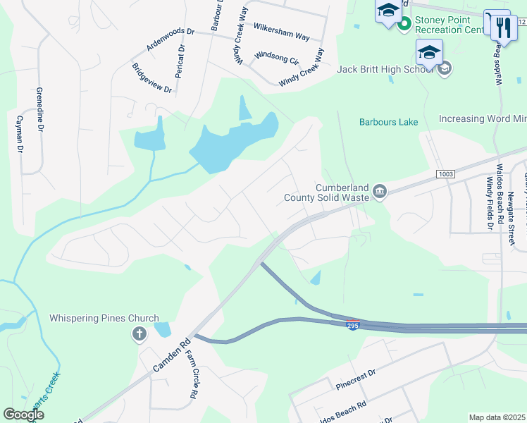 map of restaurants, bars, coffee shops, grocery stores, and more near 3628 Pine Cone Lane in Fayetteville