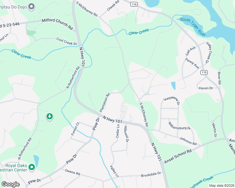 map of restaurants, bars, coffee shops, grocery stores, and more near 1027 Plantation Road in Greer