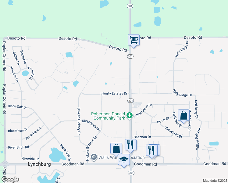 map of restaurants, bars, coffee shops, grocery stores, and more near 6270 Liberty Estates Drive in Walls