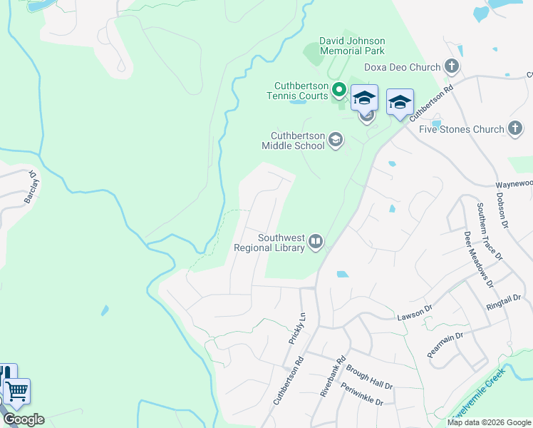 map of restaurants, bars, coffee shops, grocery stores, and more near 1713 Great Road in Waxhaw