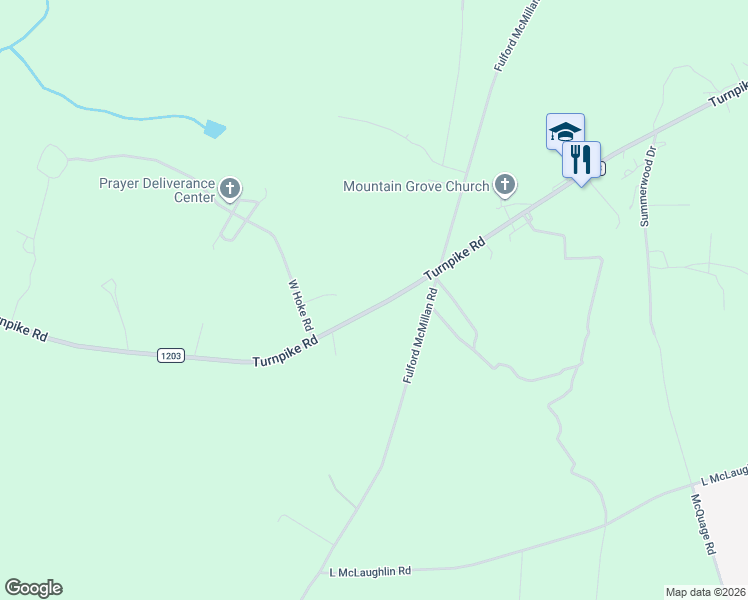 map of restaurants, bars, coffee shops, grocery stores, and more near 6690 Turnpike Road in Raeford