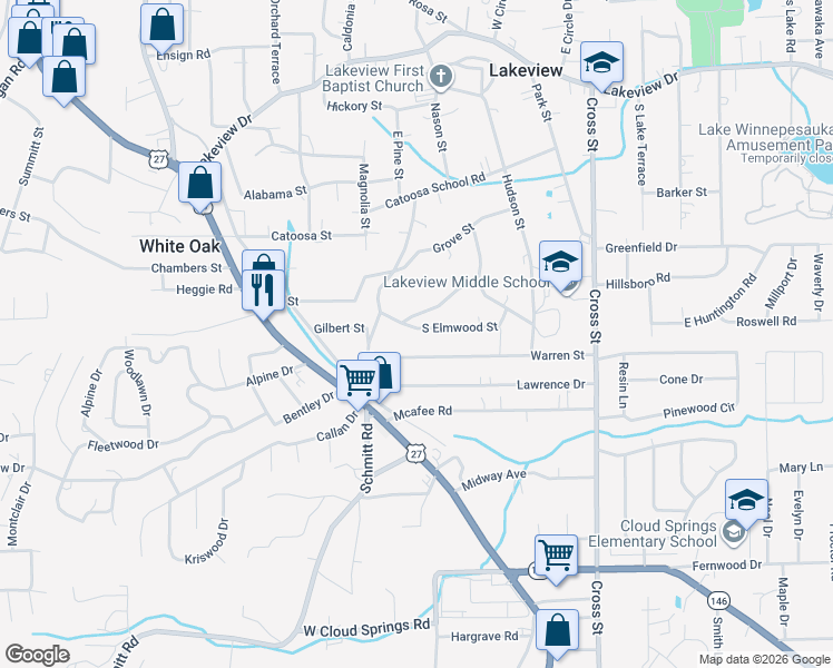 map of restaurants, bars, coffee shops, grocery stores, and more near 98 South Elmwood Street in Rossville