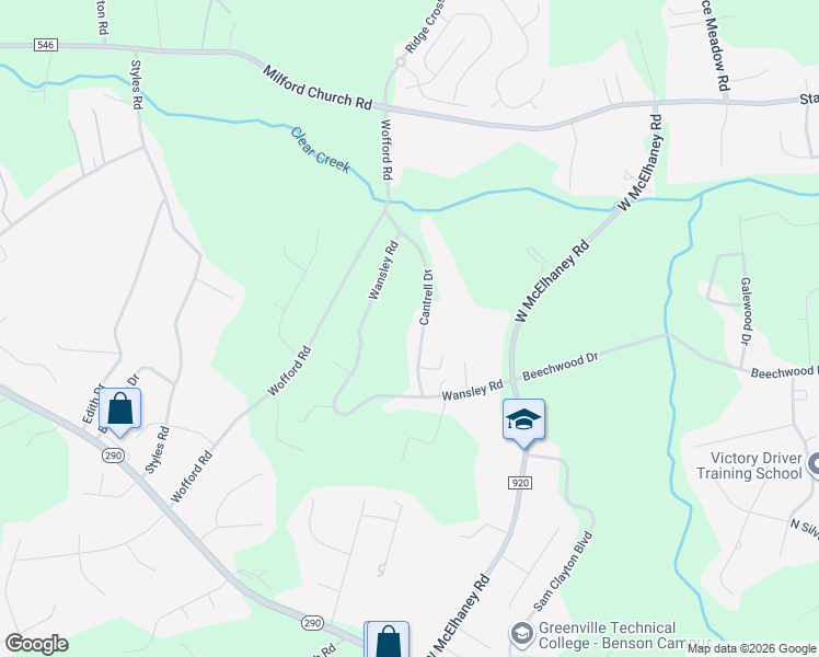 map of restaurants, bars, coffee shops, grocery stores, and more near 50 Cantrell Drive in Taylors