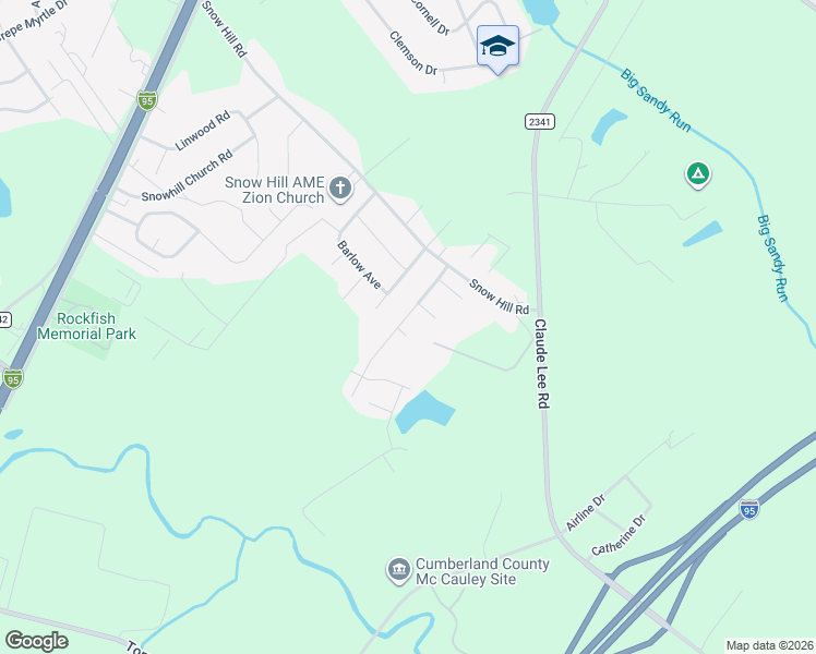 map of restaurants, bars, coffee shops, grocery stores, and more near 505 Ellipse Circle in Fayetteville