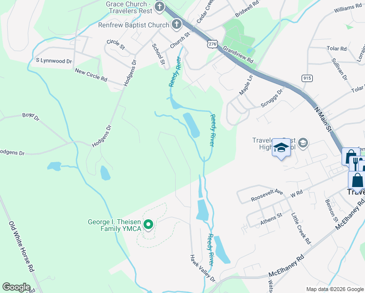 map of restaurants, bars, coffee shops, grocery stores, and more near 44 Maple Lane in Travelers Rest